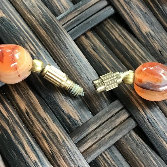 Vintage Polished Gemstone Beaded Necklace 34" Long Weighty Earth Tones - Picture 10 of 16